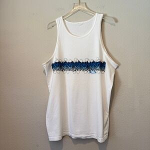 G-Unit Mens White Tribal Honeycomb Graphic Tank Top Sleeveless Shirt Y2K Blue